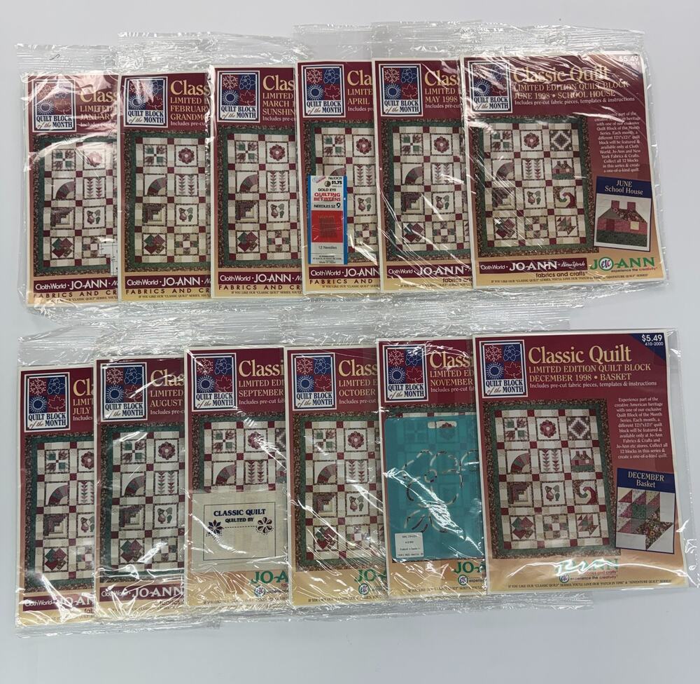 Classic Quilt Jo-Ann Quilt Block of the Month 1998 12 Month Set
